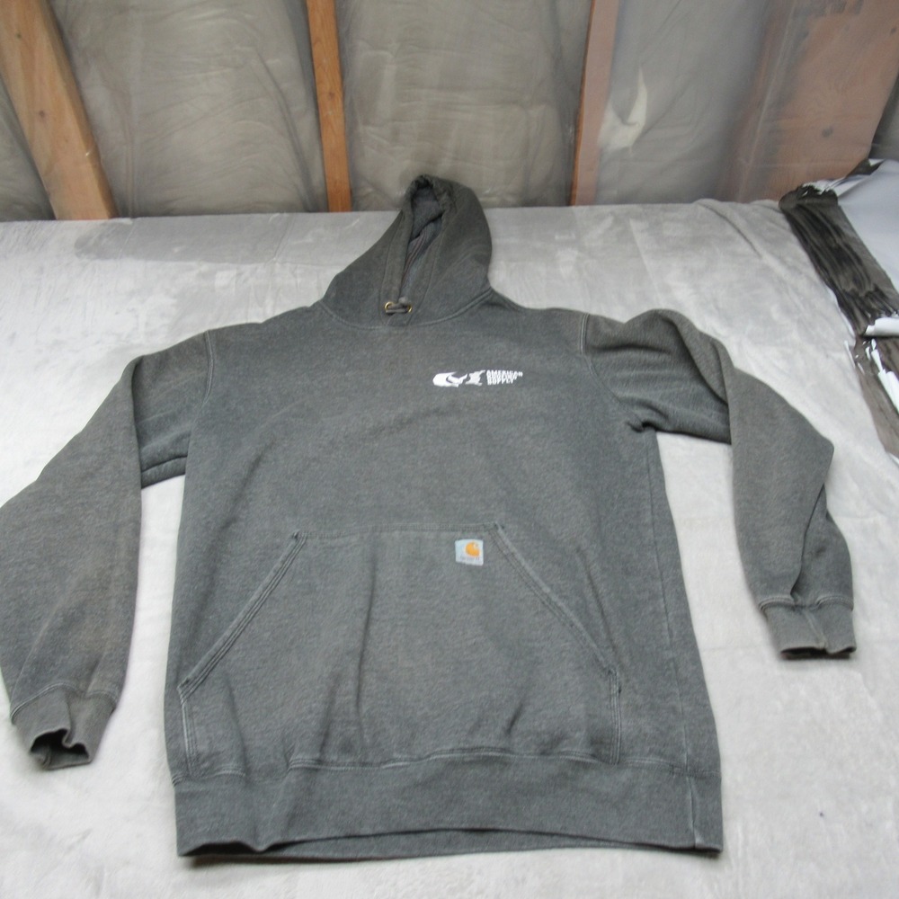Carhartt Hoodie Mens Medium Gray Loose Fit Midweight Pullover K121 026 LOGO